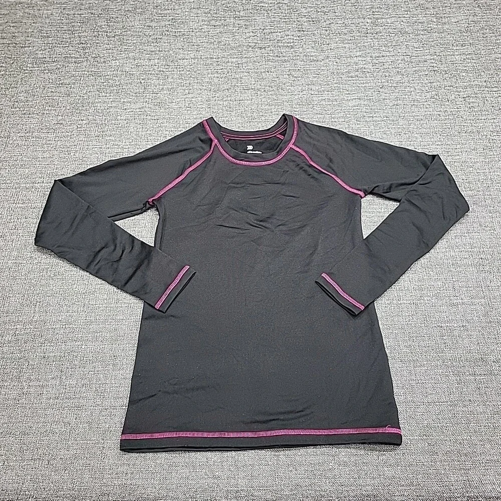 All in Motion Girls Long Sleeves Thermal Tee Shirt Top X-Large Size 14 Black